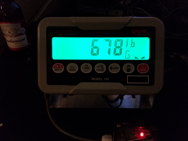 Digital industrial scale indicator displaying weight during preventative scale maintenance in El Paso, TX